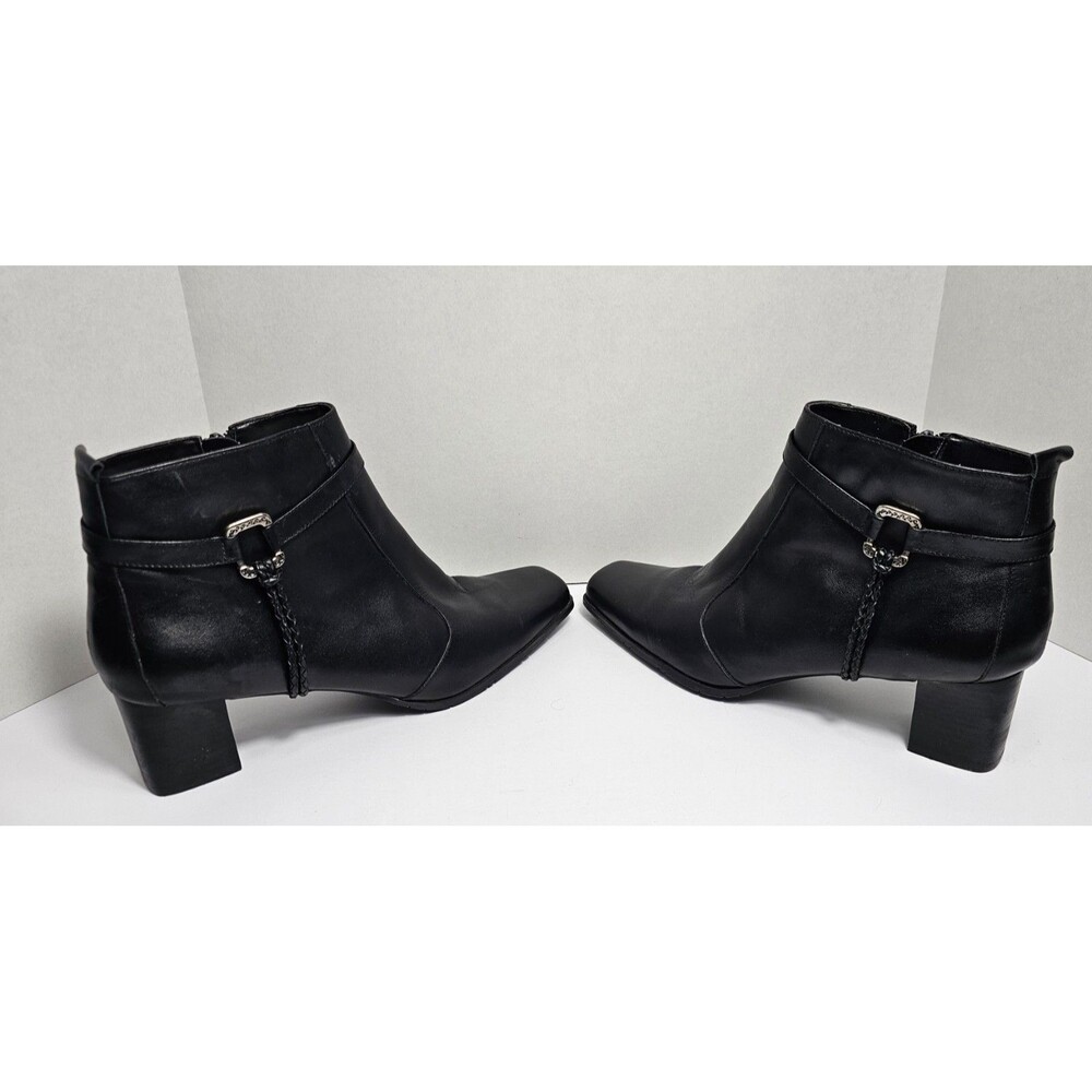 KHOMBU Leather Lodge BRAID 2 2" HEEL Black LEATHER BOOTS US 11M WOMENS